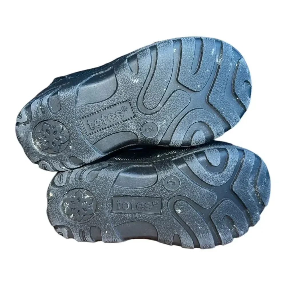 totes Tayton Mid Toddler Boys' Waterproof Winter Boots Black Blue 5M EUC